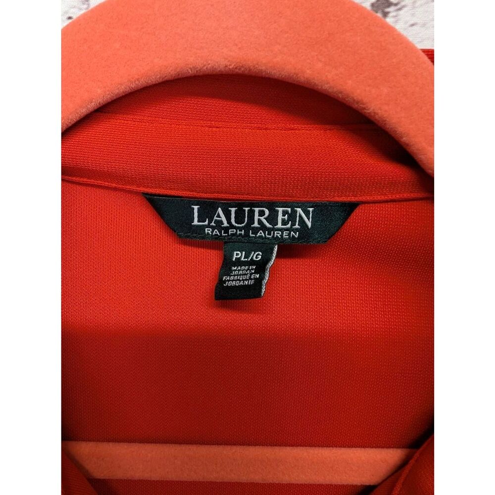 Lauren Ralph Lauren Women's Sz PL Sporting Orange Button Up Shirt Roll Tab Sleev - Picture 3 of 10